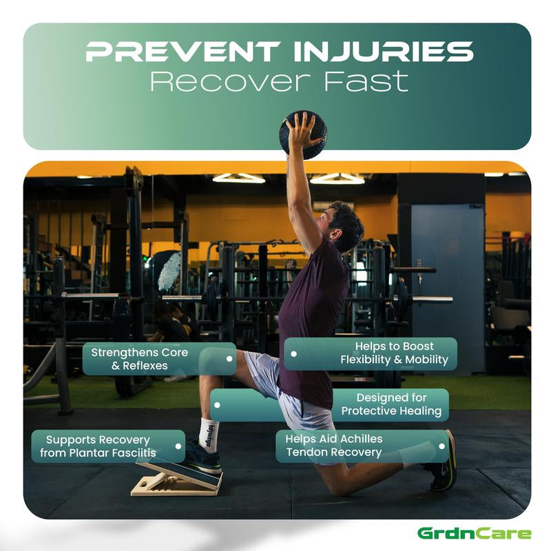 Grdncare Calf Stretcher - Slant Board for Calf Stretching, Wooden, Portable Calf Stretch Board for Physical Support and Reducing Injury Risk