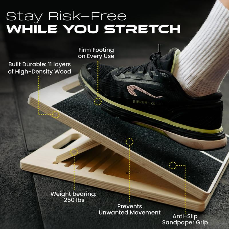 Grdncare Calf Stretcher - Slant Board for Calf Stretching, Wooden, Portable Calf Stretch Board for Physical Support and Reducing Injury Risk